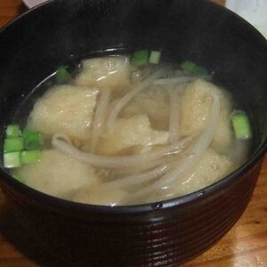 もやしの油揚げ味噌汁